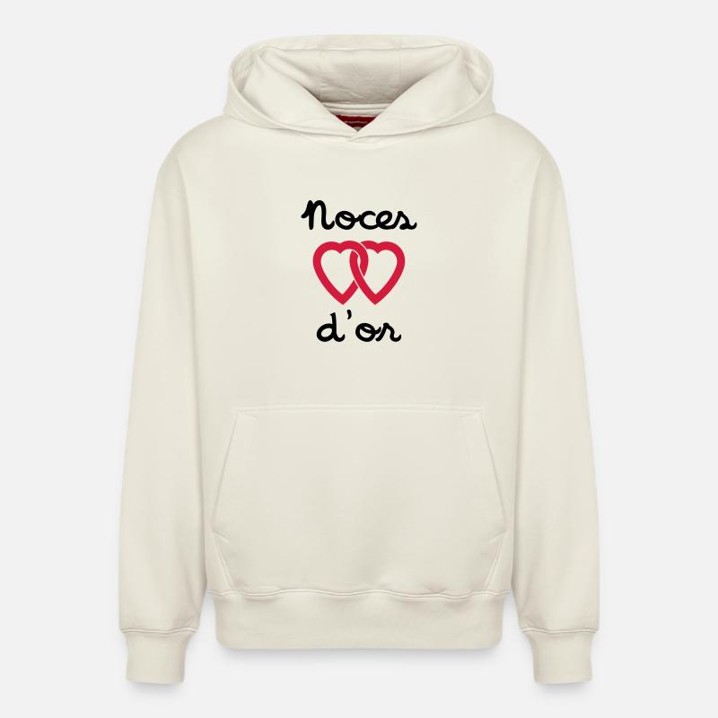 Noces d'or - Sweat à capuche unisexe décontracté en coton biologique – de SPREAD - blanc cassé