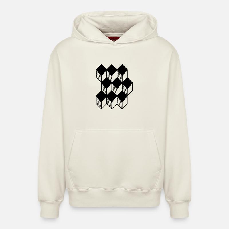 cube 3D - Sweat à capuche unisexe décontracté en coton biologique – de SPREAD - blanc cassé