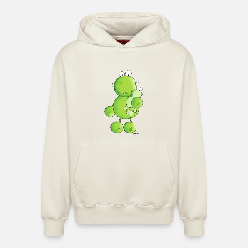 Petite et grosse grenouille - Sweat à capuche unisexe décontracté en coton biologique – de SPREAD - blanc cassé