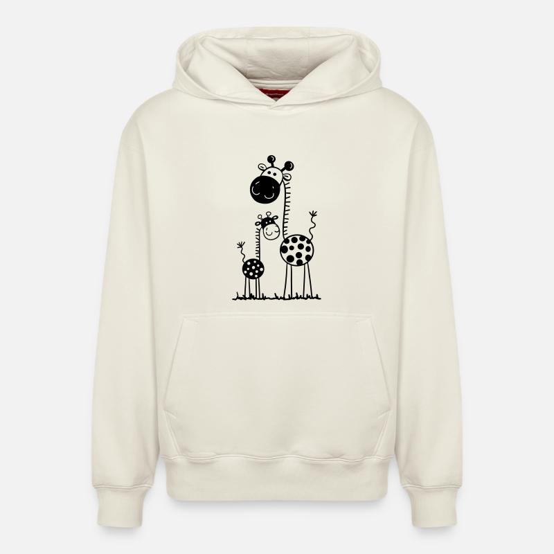 Drôle Girafes - Sweat à capuche unisexe décontracté en coton biologique – de SPREAD - blanc cassé
