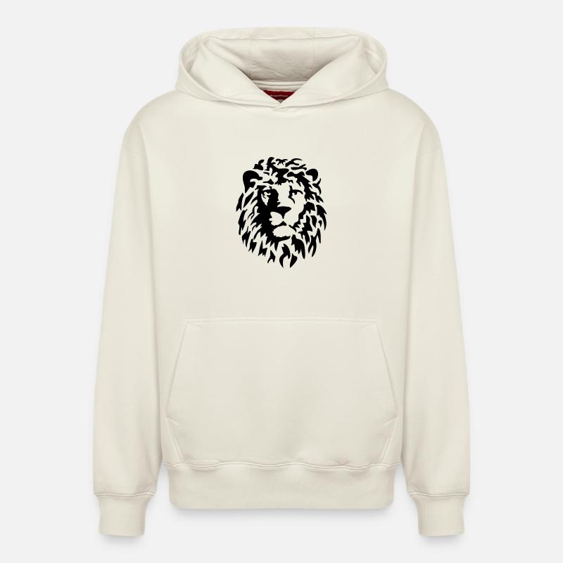 lion - Sweat à capuche unisexe décontracté en coton biologique – de SPREAD - blanc cassé
