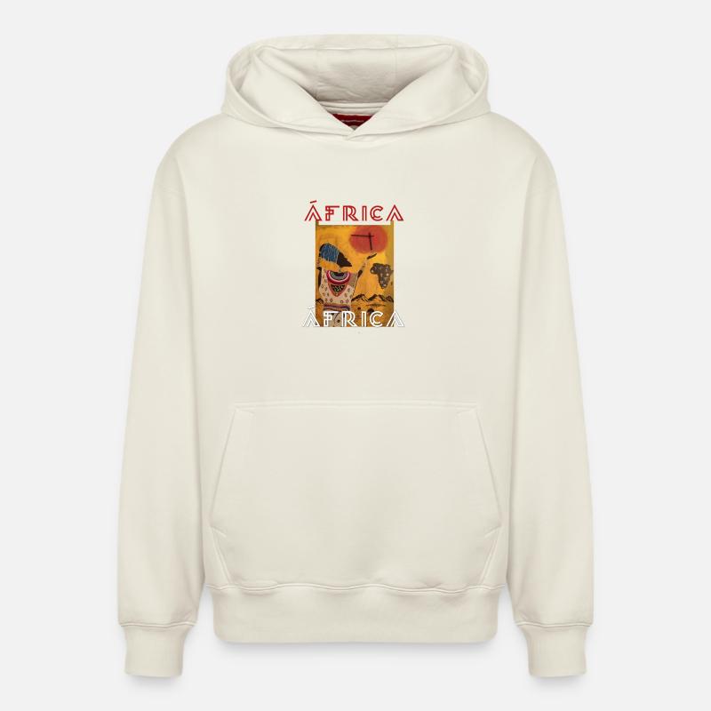 Afrique - Sweat à capuche unisexe décontracté en coton biologique – de SPREAD - blanc cassé