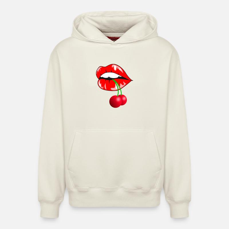 Motif Lèvres Bouche - Sweat à capuche unisexe décontracté en coton biologique – de SPREAD - blanc cassé