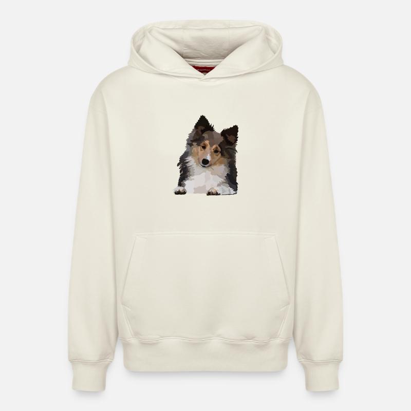 Dani, le Sheltie - Sweat à capuche unisexe décontracté en coton biologique – de SPREAD - blanc cassé