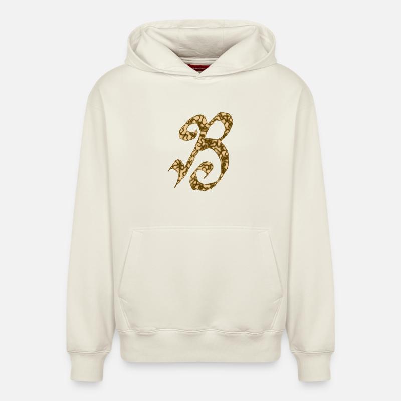 B / Initial - Relaxed Unisex Organic Hoodie – by SPREAD - off white