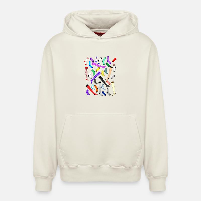 chaussettes - Sweat à capuche unisexe décontracté en coton biologique – de SPREAD - blanc cassé