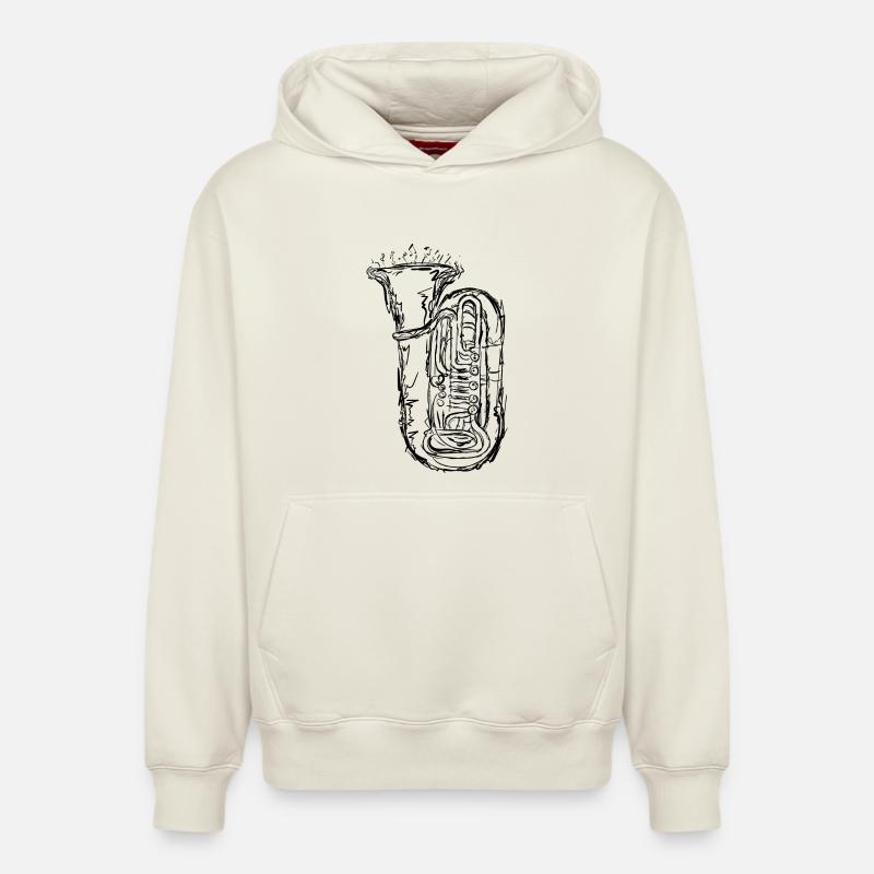 Dessin de tuba - Sweat à capuche unisexe décontracté en coton biologique – de SPREAD - blanc cassé