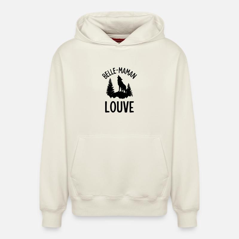 belle mère louve 2 - Sweat à capuche unisexe décontracté en coton biologique – de SPREAD - blanc cassé