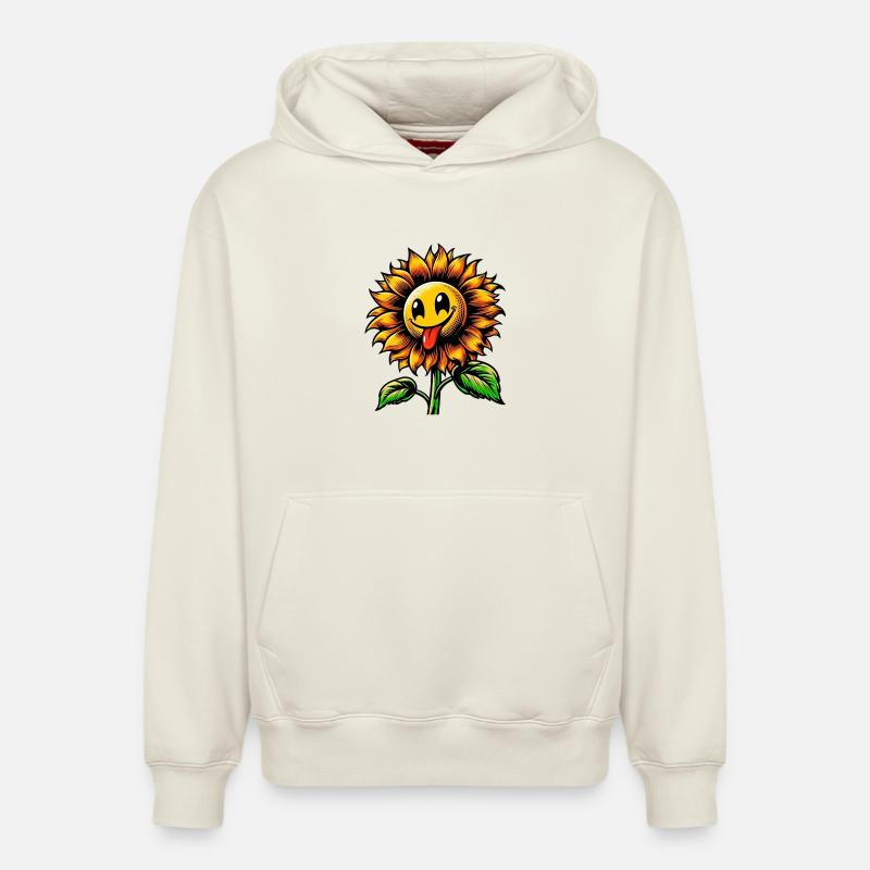 Tournesol - Sweat à capuche unisexe décontracté en coton biologique – de SPREAD - blanc cassé