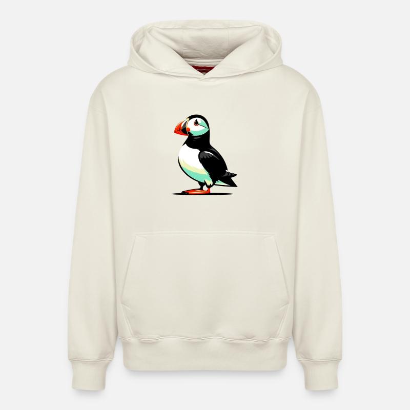 Macareux - Sweat à capuche unisexe décontracté en coton biologique – de SPREAD - blanc cassé
