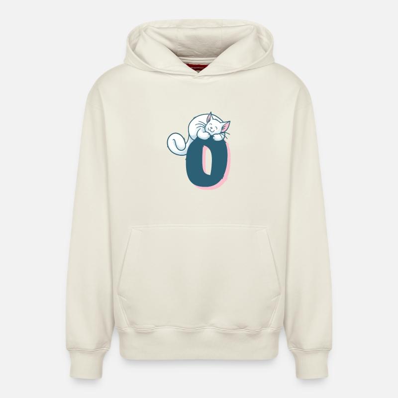 Lettre O Cat - Sweat à capuche unisexe décontracté en coton biologique – de SPREAD - blanc cassé