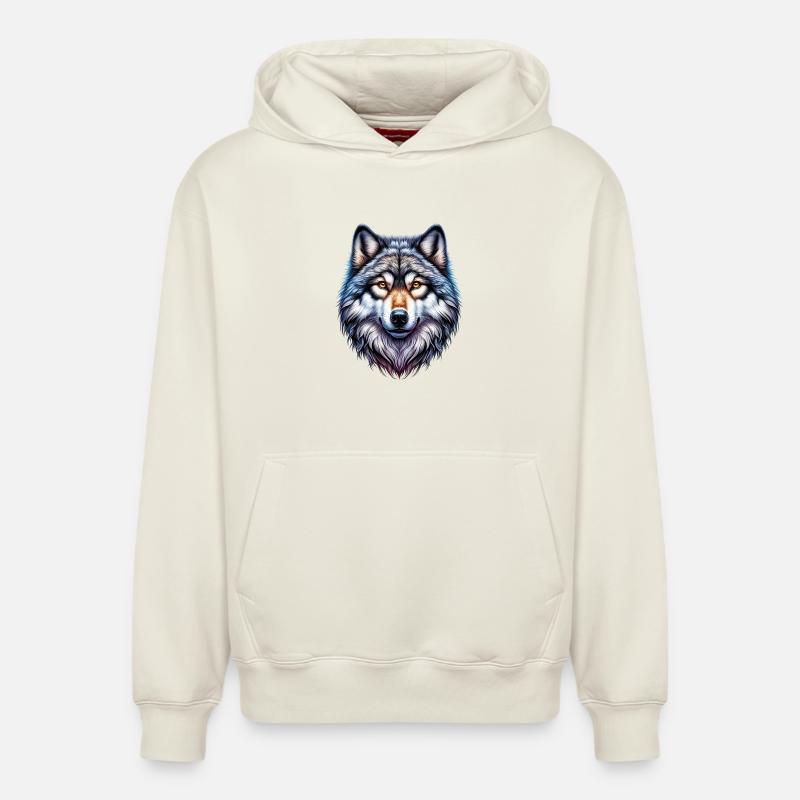 Loup - Sweat à capuche unisexe décontracté en coton biologique – de SPREAD - blanc cassé