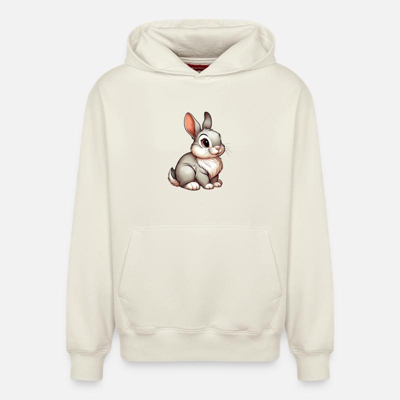 Lapin - Sweat à capuche unisexe décontracté en coton biologique – de SPREAD - blanc cassé