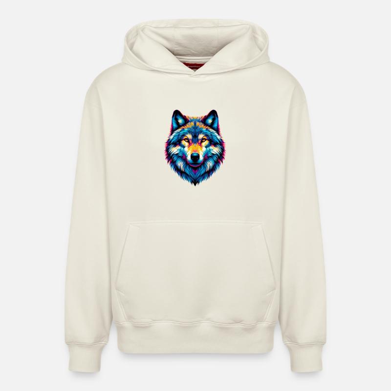 Loup - Sweat à capuche unisexe décontracté en coton biologique – de SPREAD - blanc cassé