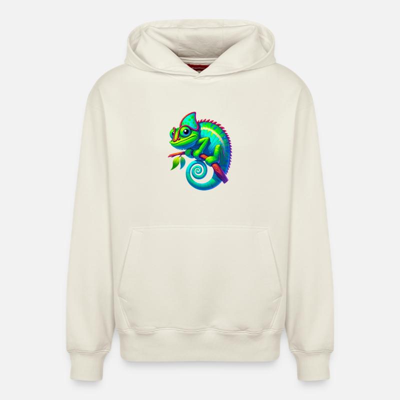 Caméléon - Sweat à capuche unisexe décontracté en coton biologique – de SPREAD - blanc cassé