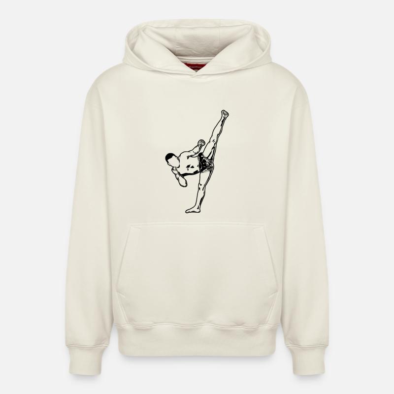 Kickboxing - Sweat à capuche unisexe décontracté en coton biologique – de SPREAD - blanc cassé