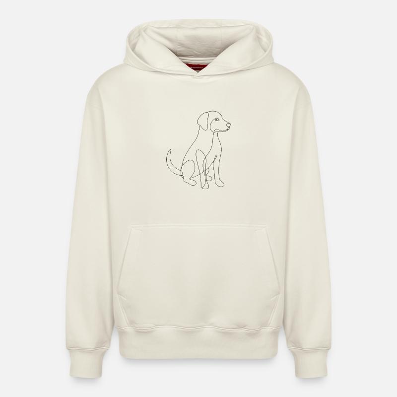 Dessin au trait - Chien - Sweat à capuche unisexe décontracté en coton biologique – de SPREAD - blanc cassé