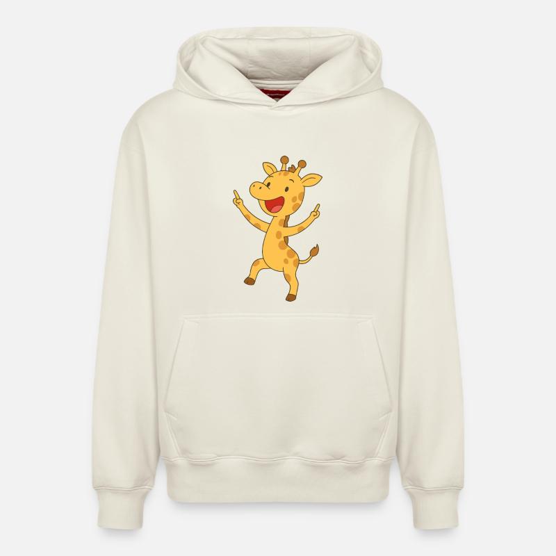 Girafe de bonne humeur - Sweat à capuche unisexe décontracté en coton biologique – de SPREAD - blanc cassé