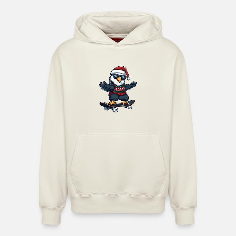 Aigle Noël Drôle - Sweat à capuche unisexe décontracté en coton biologique – de SPREAD - blanc cassé