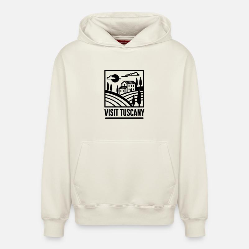 Visiter la Toscane - Sweat à capuche unisexe décontracté en coton biologique – de SPREAD - blanc cassé