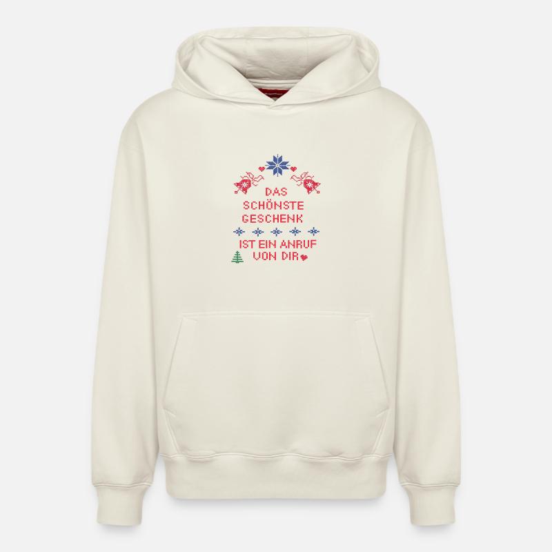 Cadeau de Noël - Sweat à capuche unisexe décontracté en coton biologique – de SPREAD - blanc cassé