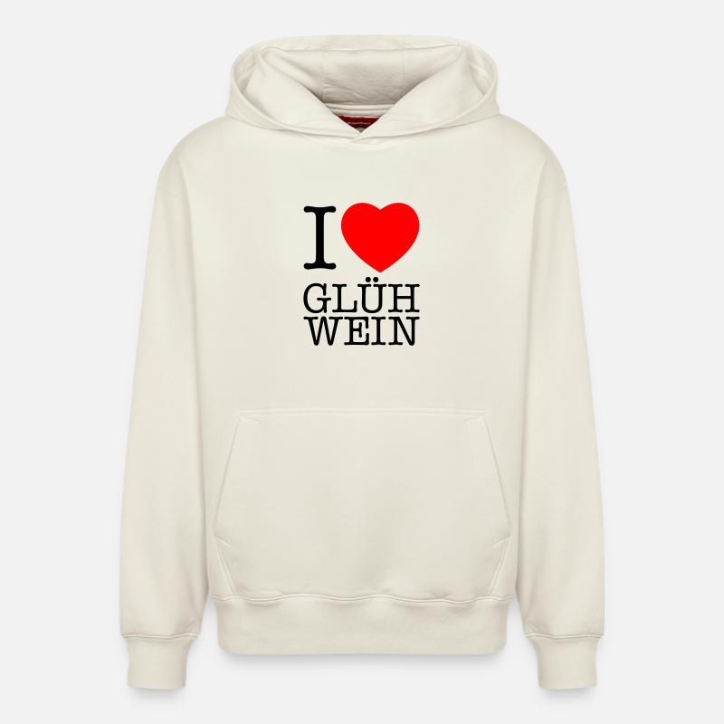 J’adore le vin chaud - Sweat à capuche unisexe décontracté en coton biologique – de SPREAD - blanc cassé