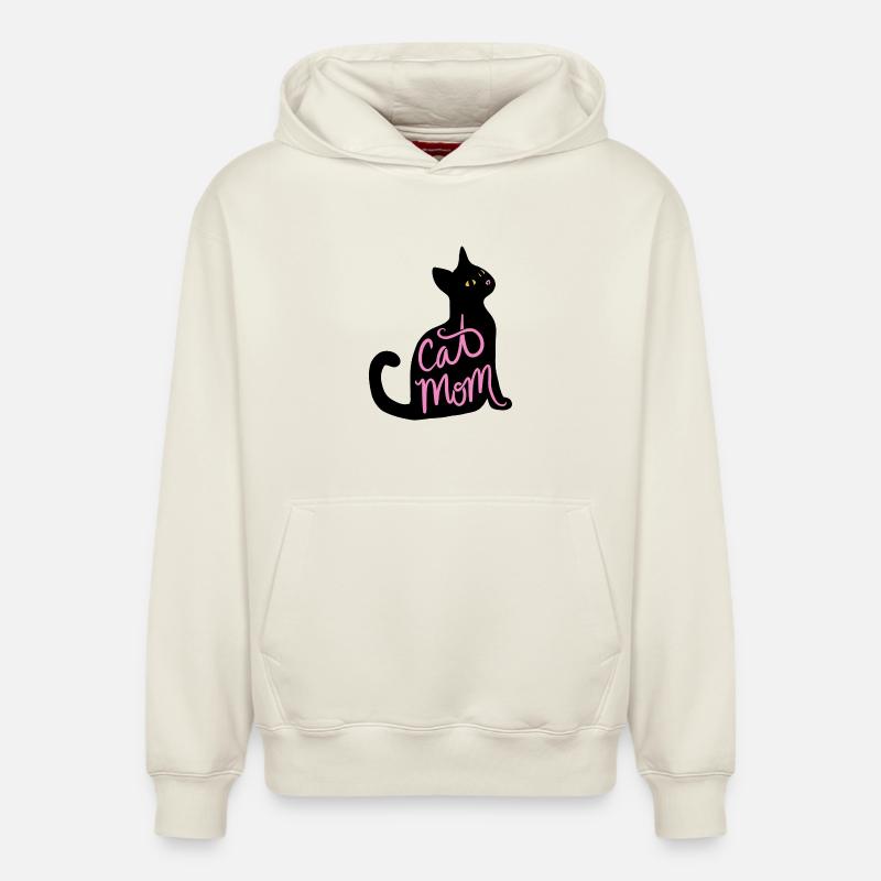 Script néon de Cat Mom - Sweat à capuche unisexe décontracté en coton biologique – de SPREAD - blanc cassé