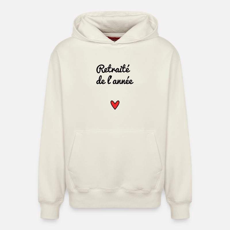 RETRAITE. RETRAITE. RETRAITEE. RETRAITE - Sweat à capuche unisexe décontracté en coton biologique – de SPREAD - blanc cassé