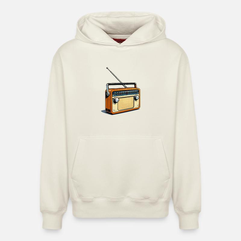 Radio Orange Rétro - Sweat à capuche unisexe décontracté en coton biologique – de SPREAD - blanc cassé