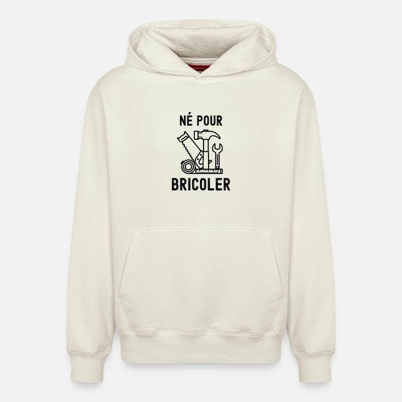 Né pour bricoler  - Sweat à capuche unisexe décontracté en coton biologique – de SPREAD - blanc cassé
