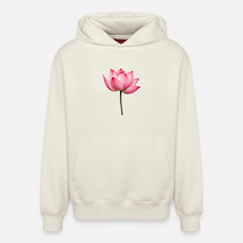 Nénuphar fleur de lotus - Sweat à capuche unisexe décontracté en coton biologique – de SPREAD - blanc cassé
