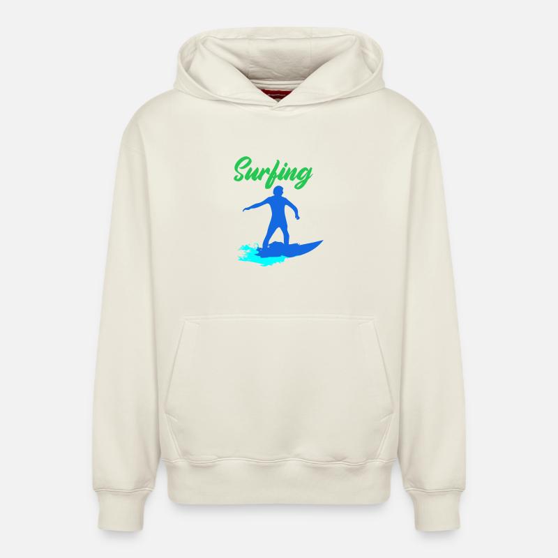 Surfeur - Sweat à capuche unisexe décontracté en coton biologique – de SPREAD - blanc cassé