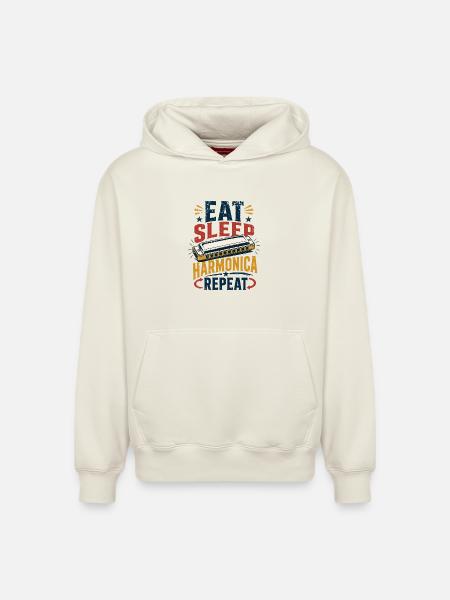 Instrument Harmonica Repeat-Music Harmonica - Relaxed Unisex Organic Hoodie – by SPREAD - off white
