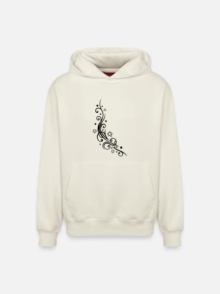 Ornement de tatouage tribal avec des étoiles. - Sweat à capuche unisexe décontracté en coton biologique – de SPREAD - blanc cassé