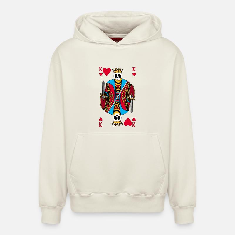 Squelette du roi de coeur - Sweat à capuche unisexe décontracté en coton biologique – de SPREAD - blanc cassé