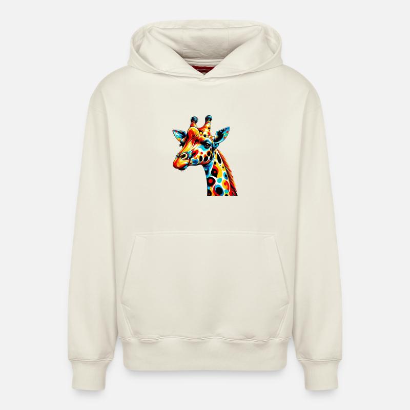 Girafe - Sweat à capuche unisexe décontracté en coton biologique – de SPREAD - blanc cassé