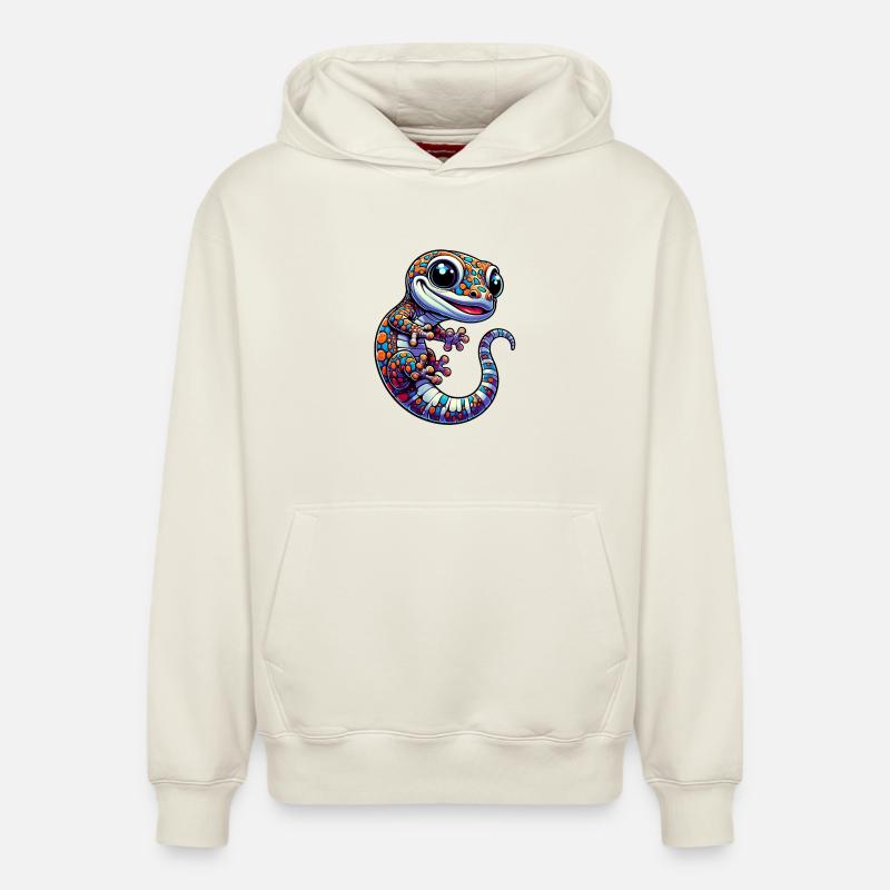 Gecko - Sweat à capuche unisexe décontracté en coton biologique – de SPREAD - blanc cassé
