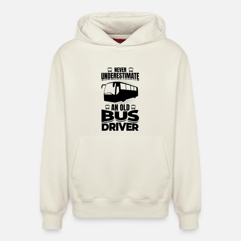 Grand-père chauffeur de bus - Sweat à capuche unisexe décontracté en coton biologique – de SPREAD - blanc cassé
