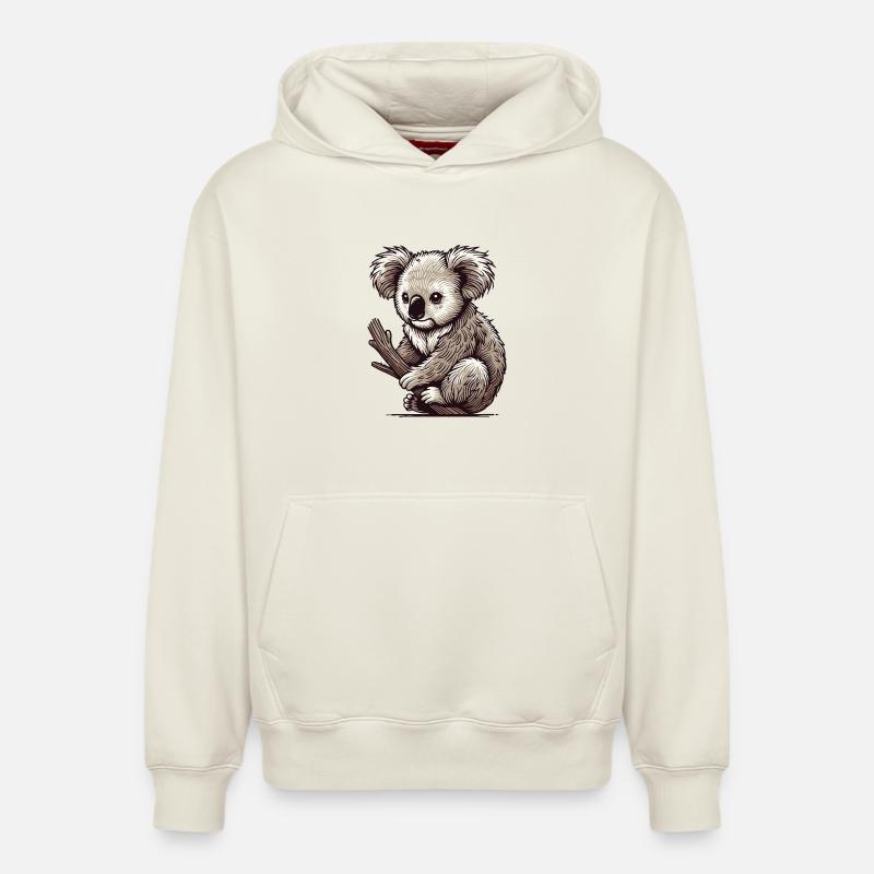 Koala - Sweat à capuche unisexe décontracté en coton biologique – de SPREAD - blanc cassé