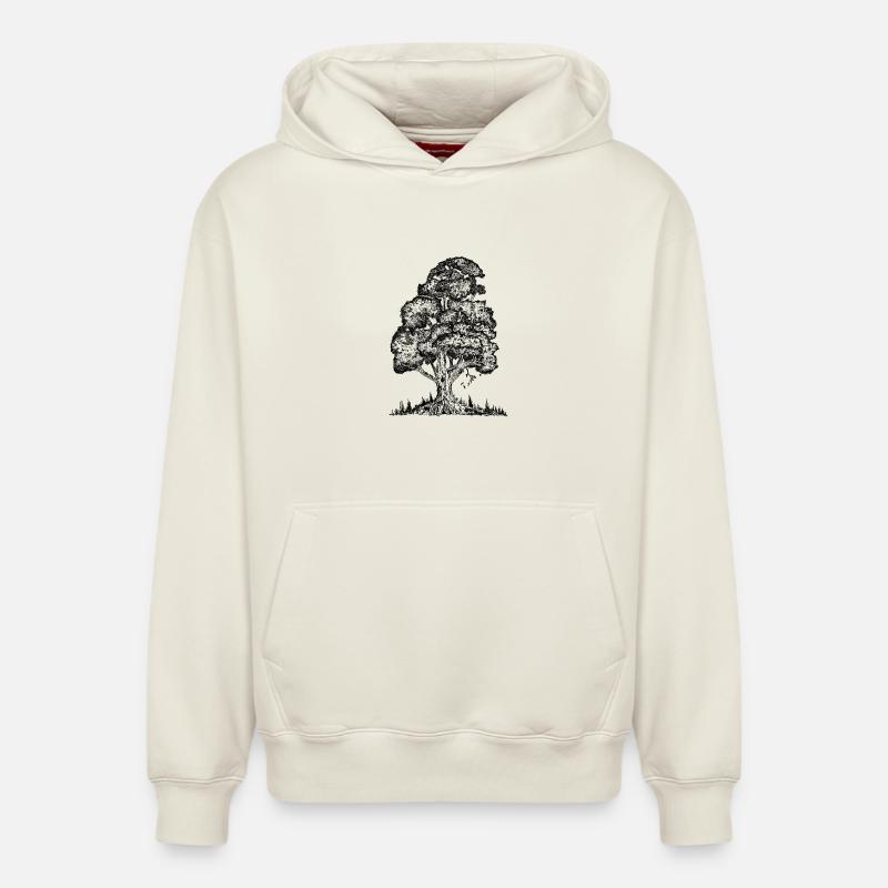 MJR - Arbre noir - Sweat à capuche unisexe décontracté en coton biologique – de SPREAD - blanc cassé