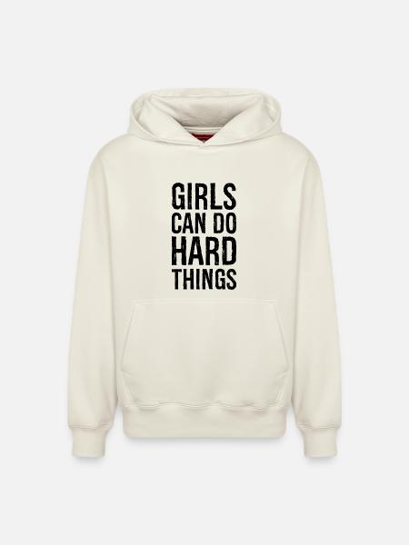 Mädchen können harte Dinge tun - Relaxed Unisex Organic Hoodie – von SPREAD - Naturweiß