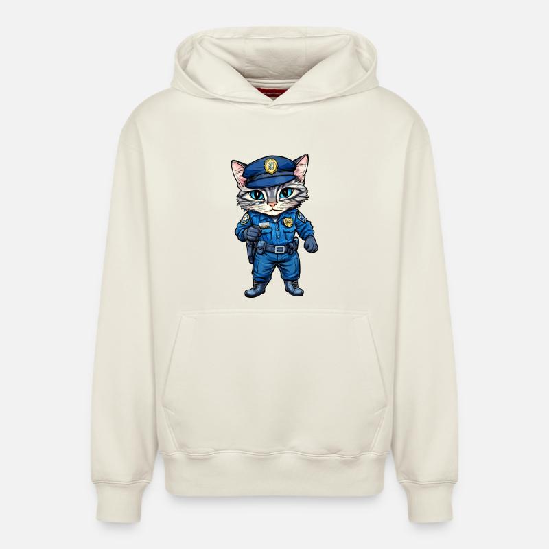 Chat policier - Sweat à capuche unisexe décontracté en coton biologique – de SPREAD - blanc cassé