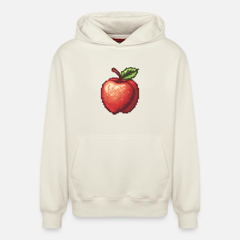 Pixel rétro Apple - Sweat à capuche unisexe décontracté en coton biologique – de SPREAD - blanc cassé