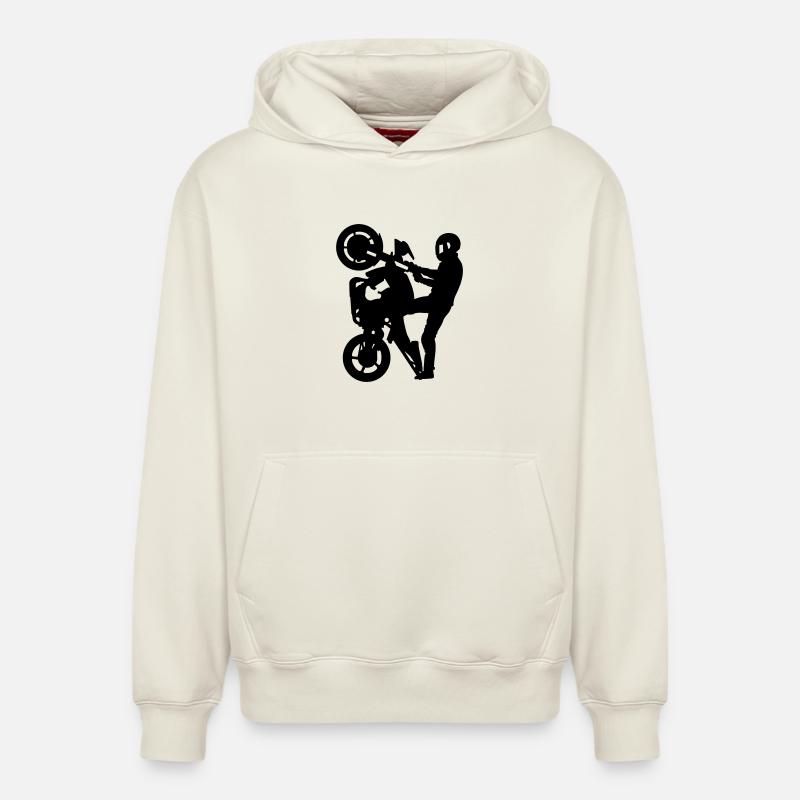 Motofreestyle - Sweat à capuche unisexe décontracté en coton biologique – de SPREAD - blanc cassé