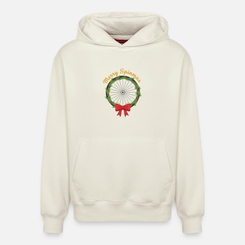 Merry Spinmas Couronne de vélo - Sweat à capuche unisexe décontracté en coton biologique – de SPREAD - blanc cassé