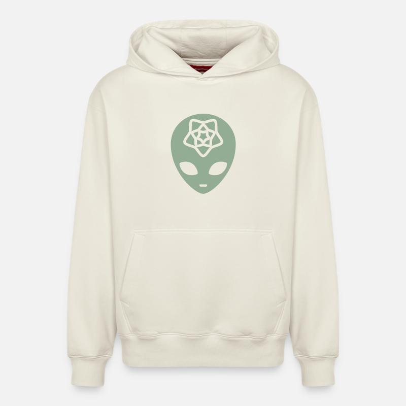 Geometric Alien Mind - Sweat à capuche unisexe décontracté en coton biologique – de SPREAD - blanc cassé