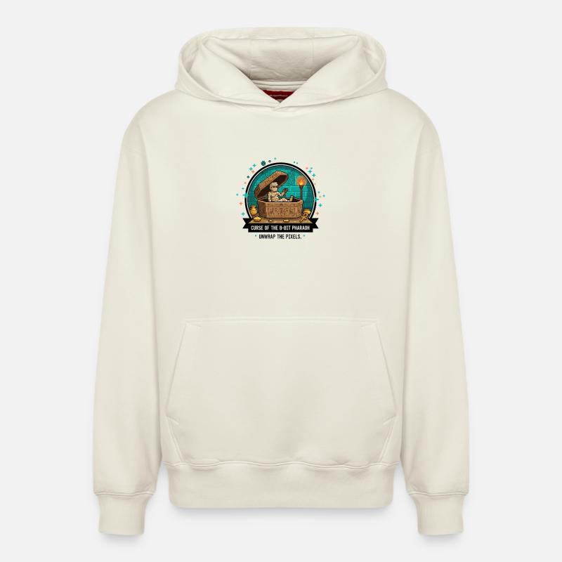 La Tombe du Pharaon 8-Bit - Sweat à capuche unisexe décontracté en coton biologique – de SPREAD - blanc cassé
