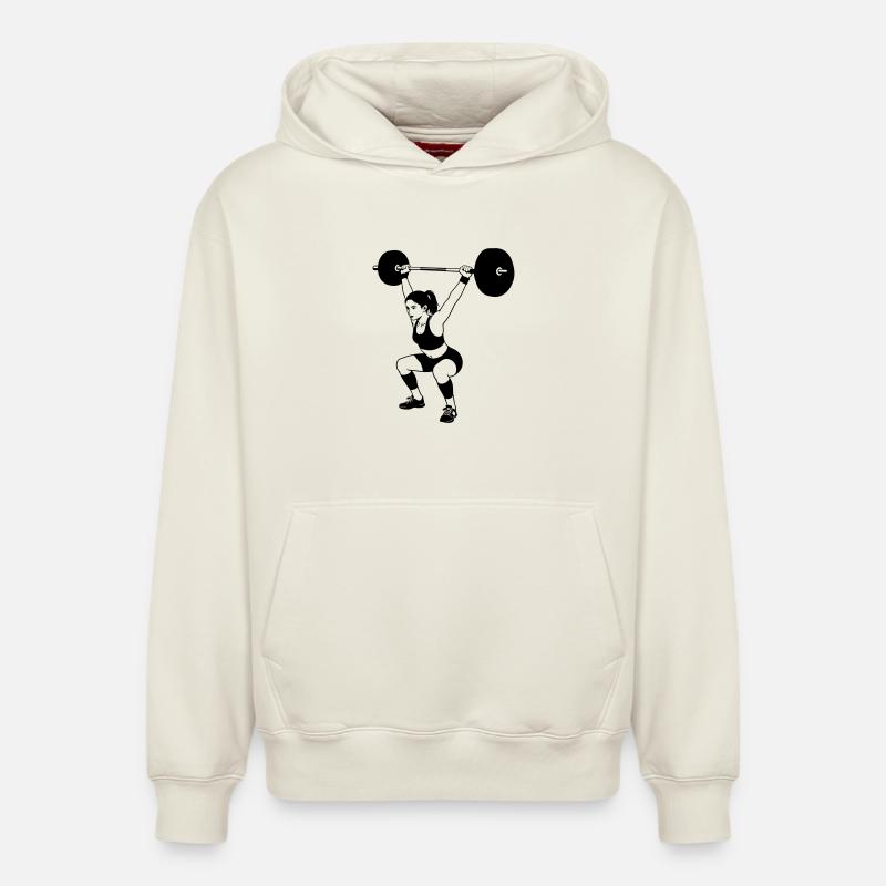 haltérophilie - Sweat à capuche unisexe décontracté en coton biologique – de SPREAD - blanc cassé