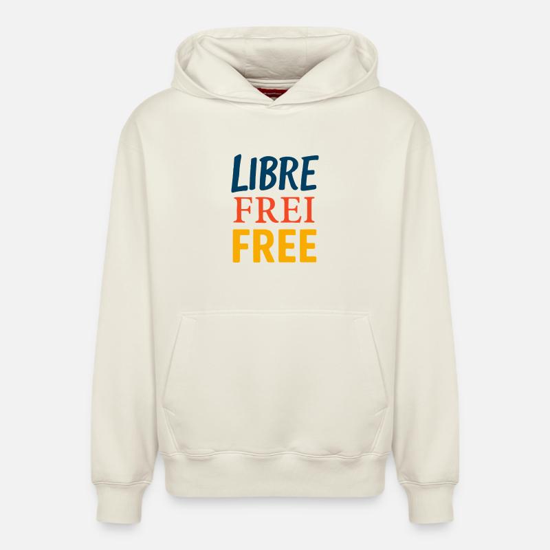 Libre - Sweat à capuche unisexe décontracté en coton biologique – de SPREAD - blanc cassé