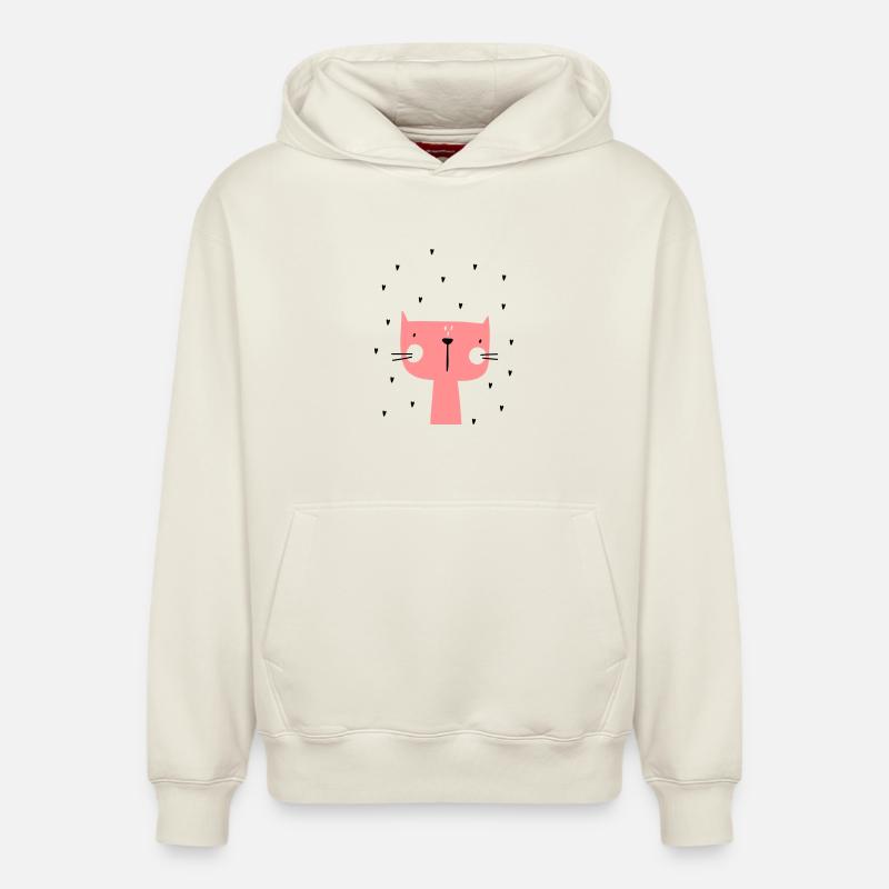 Chat avec des coeurs - Sweat à capuche unisexe décontracté en coton biologique – de SPREAD - blanc cassé